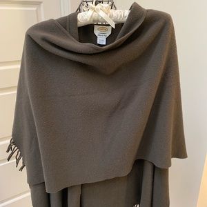 Olive Shawl Cape Fringed. Rich Look!